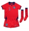 Fotbollsset Barn England Luke Shaw #3 Bortatröja VM 2022 Mini-Kit Kortärmad (+ korta byxor)