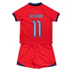 Fotbollsset Barn England Marcus Rashford #11 Bortatröja VM 2022 Mini-Kit Kortärmad (+ korta byxor)