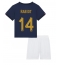 Fotbollsset Barn Frankrike Adrien Rabiot #14 Hemmatröja VM 2022 Mini-Kit Kortärmad (+ korta byxor)