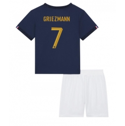 Fotbollsset Barn Frankrike Antoine Griezmann #7 Hemmatröja VM 2022 Mini-Kit Kortärmad (+ korta byxor)