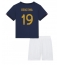 Fotbollsset Barn Frankrike Karim Benzema #19 Hemmatröja VM 2022 Mini-Kit Kortärmad (+ korta byxor)