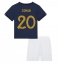 Fotbollsset Barn Frankrike Kingsley Coman #20 Hemmatröja VM 2022 Mini-Kit Kortärmad (+ korta byxor)