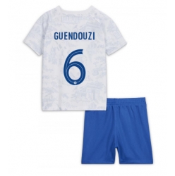 Fotbollsset Barn Frankrike Matteo Guendouzi #6 Bortatröja VM 2022 Mini-Kit Kortärmad (+ korta byxor)