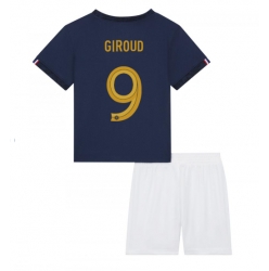 Fotbollsset Barn Frankrike Olivier Giroud #9 Hemmatröja VM 2022 Mini-Kit Kortärmad (+ korta byxor)