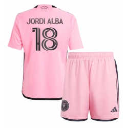 Fotbollsset Barn Inter Miami Jordi Alba #18 Hemmatröja 2024-25 Mini-Kit Kortärmad (+ korta byxor)