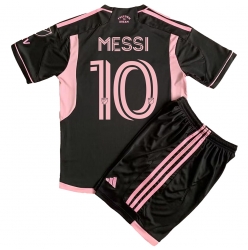 Fotbollsset Barn Inter Miami Lionel Messi #10 Bortatröja 2023-24 Mini-Kit Kortärmad (+ korta byxor)