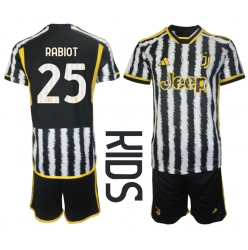 Fotbollsset Barn Juventus Adrien Rabiot #25 Hemmatröja 2023-24 Mini-Kit Kortärmad (+ korta byxor)