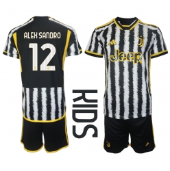 Fotbollsset Barn Juventus Alex Sandro #12 Hemmatröja 2023-24 Mini-Kit Kortärmad (+ korta byxor)