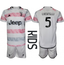 Fotbollsset Barn Juventus Manuel Locatelli #5 Bortatröja 2023-24 Mini-Kit Kortärmad (+ korta byxor)