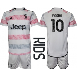 Fotbollsset Barn Juventus Paul Pogba #10 Bortatröja 2023-24 Mini-Kit Kortärmad (+ korta byxor)