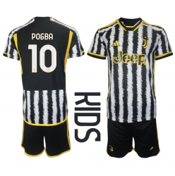Fotbollsset Barn Juventus Paul Pogba #10 Hemmatröja 2023-24 Mini-Kit Kortärmad (+ korta byxor)