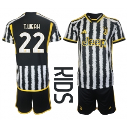 Fotbollsset Barn Juventus Timothy Weah #22 Hemmatröja 2023-24 Mini-Kit Kortärmad (+ korta byxor)