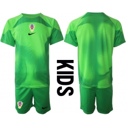 Fotbollsset Barn Kroatien Målvakt Hemmatröja VM 2022 Mini-Kit Kortärmad (+ korta byxor)