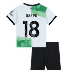Fotbollsset Barn Liverpool Cody Gakpo #18 Bortatröja 2023-24 Mini-Kit Kortärmad (+ korta byxor)