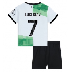 Fotbollsset Barn Liverpool Luis Diaz #7 Bortatröja 2023-24 Mini-Kit Kortärmad (+ korta byxor)