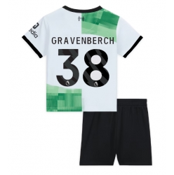 Fotbollsset Barn Liverpool Ryan Gravenberch #38 Bortatröja 2023-24 Mini-Kit Kortärmad (+ korta byxor)