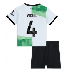 Fotbollsset Barn Liverpool Virgil van Dijk #4 Bortatröja 2023-24 Mini-Kit Kortärmad (+ korta byxor)