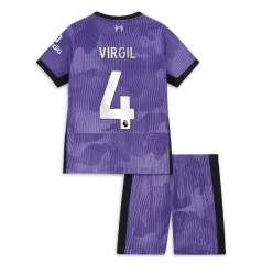 Fotbollsset Barn Liverpool Virgil van Dijk #4 Tredje Tröja 2023-24 Mini-Kit Kortärmad (+ korta byxor)