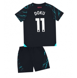Fotbollsset Barn Manchester City Jeremy Doku #11 Tredje Tröja 2023-24 Mini-Kit Kortärmad (+ korta byxor)