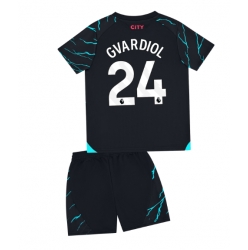 Fotbollsset Barn Manchester City Josko Gvardiol #24 Tredje Tröja 2023-24 Mini-Kit Kortärmad (+ korta byxor)