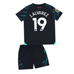 Fotbollsset Barn Manchester City Julian Alvarez #19 Tredje Tröja 2023-24 Mini-Kit Kortärmad (+ korta byxor)