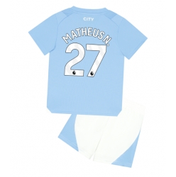 Fotbollsset Barn Manchester City Matheus Nunes #27 Hemmatröja 2023-24 Mini-Kit Kortärmad (+ korta byxor)
