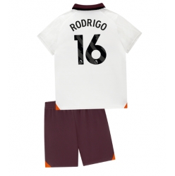 Fotbollsset Barn Manchester City Rodri Hernandez #16 Bortatröja 2023-24 Mini-Kit Kortärmad (+ korta byxor)