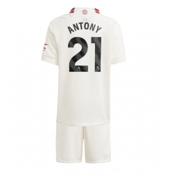 Fotbollsset Barn Manchester United Antony #21 Tredje Tröja 2023-24 Mini-Kit Kortärmad (+ korta byxor)