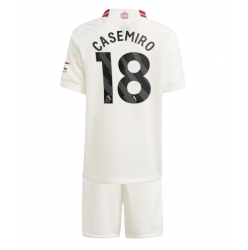 Fotbollsset Barn Manchester United Casemiro #18 Tredje Tröja 2023-24 Mini-Kit Kortärmad (+ korta byxor)