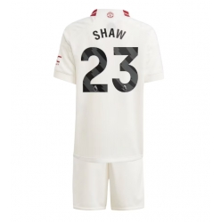 Fotbollsset Barn Manchester United Luke Shaw #23 Tredje Tröja 2023-24 Mini-Kit Kortärmad (+ korta byxor)