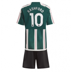 Fotbollsset Barn Manchester United Marcus Rashford #10 Bortatröja 2023-24 Mini-Kit Kortärmad (+ korta byxor)