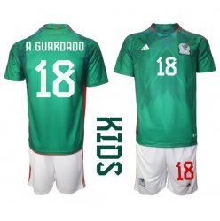 Fotbollsset Barn Mexiko Andres Guardado #18 Hemmatröja VM 2022 Mini-Kit Kortärmad (+ korta byxor)