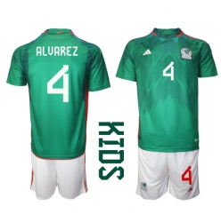 Fotbollsset Barn Mexiko Edson Alvarez #4 Hemmatröja VM 2022 Mini-Kit Kortärmad (+ korta byxor)
