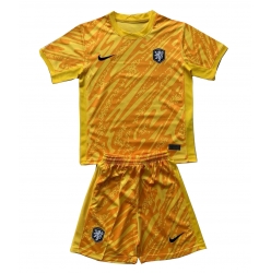 Fotbollsset Barn Nederländerna Målvakt Bortatröja EM 2024 Mini-Kit Kortärmad (+ korta byxor)
