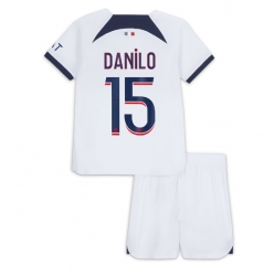 Fotbollsset Barn Paris Saint-Germain Danilo Pereira #15 Bortatröja 2023-24 Mini-Kit Kortärmad (+ korta byxor)