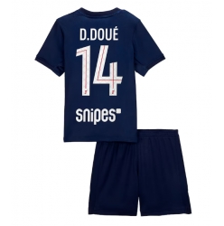 Fotbollsset Barn Paris Saint-Germain Desire Doue #14 Hemmatröja 2025-26 Mini-Kit Kortärmad (+ korta byxor)