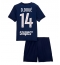 Fotbollsset Barn Paris Saint-Germain Desire Doue #14 Hemmatröja 2025-26 Mini-Kit Kortärmad (+ korta byxor)