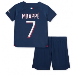 Fotbollsset Barn Paris Saint-Germain Kylian Mbappe #7 Hemmatröja 2023-24 Mini-Kit Kortärmad (+ korta byxor)