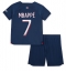 Fotbollsset Barn Paris Saint-Germain Kylian Mbappe #7 Hemmatröja 2023-24 Mini-Kit Kortärmad (+ korta byxor)
