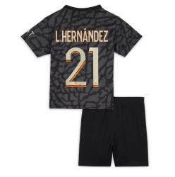 Fotbollsset Barn Paris Saint-Germain Lucas Hernandez #21 Tredje Tröja 2023-24 Mini-Kit Kortärmad (+ korta byxor)