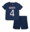 Fotbollsset Barn Paris Saint-Germain Manuel Ugarte #4 Hemmatröja 2023-24 Mini-Kit Kortärmad (+ korta byxor)