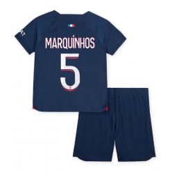 Fotbollsset Barn Paris Saint-Germain Marquinhos #5 Hemmatröja 2023-24 Mini-Kit Kortärmad (+ korta byxor)