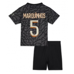 Fotbollsset Barn Paris Saint-Germain Marquinhos #5 Tredje Tröja 2023-24 Mini-Kit Kortärmad (+ korta byxor)