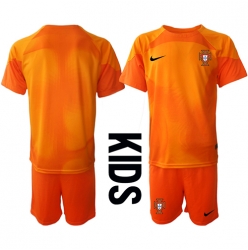 Fotbollsset Barn Portugal Målvakt Bortatröja VM 2022 Mini-Kit Kortärmad (+ korta byxor)