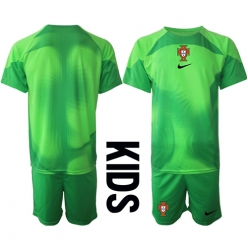 Fotbollsset Barn Portugal Målvakt Hemmatröja VM 2022 Mini-Kit Kortärmad (+ korta byxor)