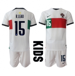 Fotbollsset Barn Portugal Rafael Leao #15 Bortatröja VM 2022 Mini-Kit Kortärmad (+ korta byxor)