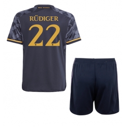 Fotbollsset Barn Real Madrid Antonio Rudiger #22 Bortatröja 2023-24 Mini-Kit Kortärmad (+ korta byxor)