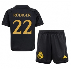 Fotbollsset Barn Real Madrid Antonio Rudiger #22 Tredje Tröja 2023-24 Mini-Kit Kortärmad (+ korta byxor)