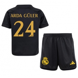 Fotbollsset Barn Real Madrid Arda Guler #24 Tredje Tröja 2023-24 Mini-Kit Kortärmad (+ korta byxor)