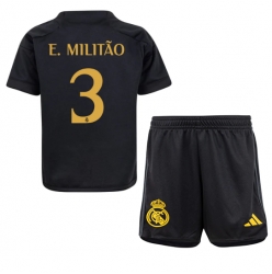 Fotbollsset Barn Real Madrid Eder Militao #3 Tredje Tröja 2023-24 Mini-Kit Kortärmad (+ korta byxor)